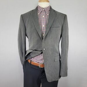 Calvin Klein Men's Sport Coat Blazer Two Button Gray‎ Herringbone Poly Blend 40R